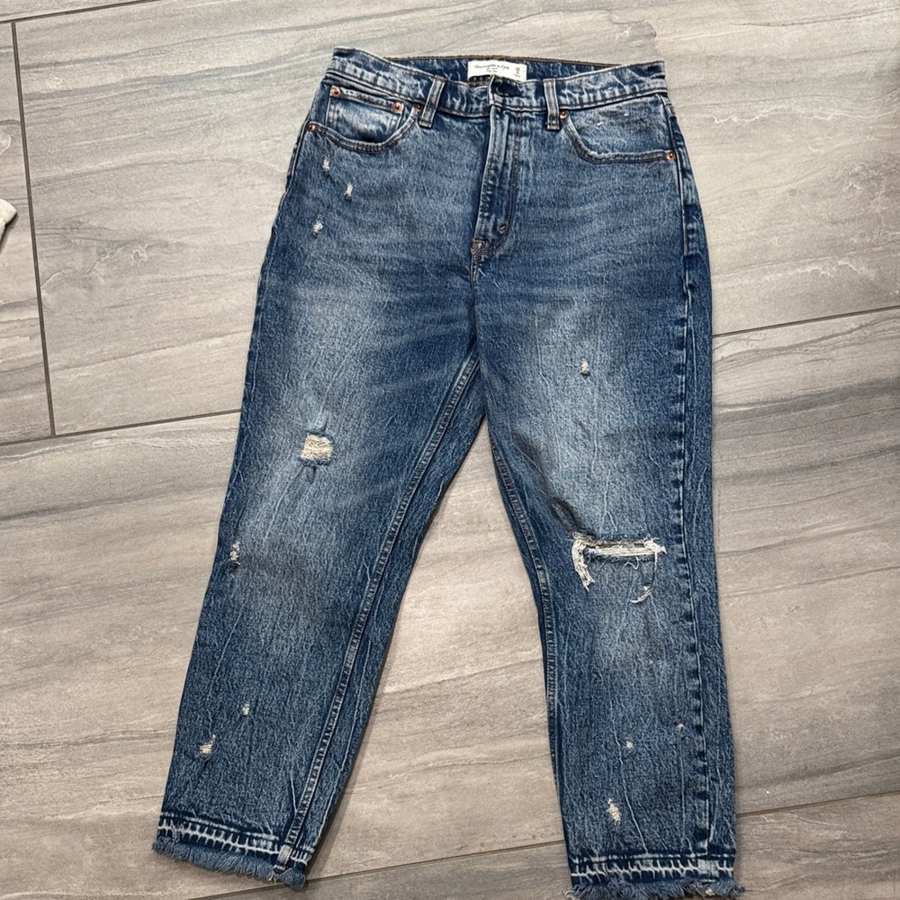 Abercrombie Size 28 High Rise Mom Distressed Blue Jeans NWOT